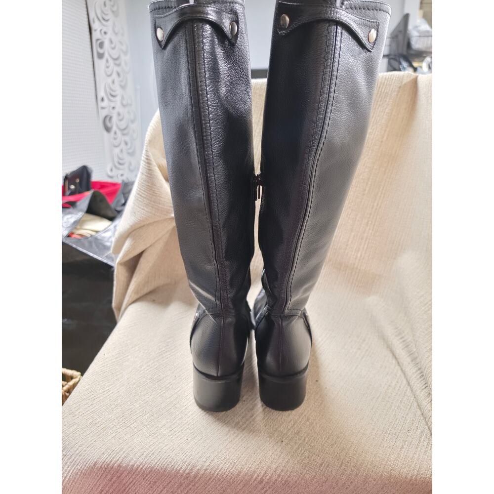 Stuart Weitzman Black Leather Knee High Riding Boots Spain 9.5 M - Picture 3 of 5